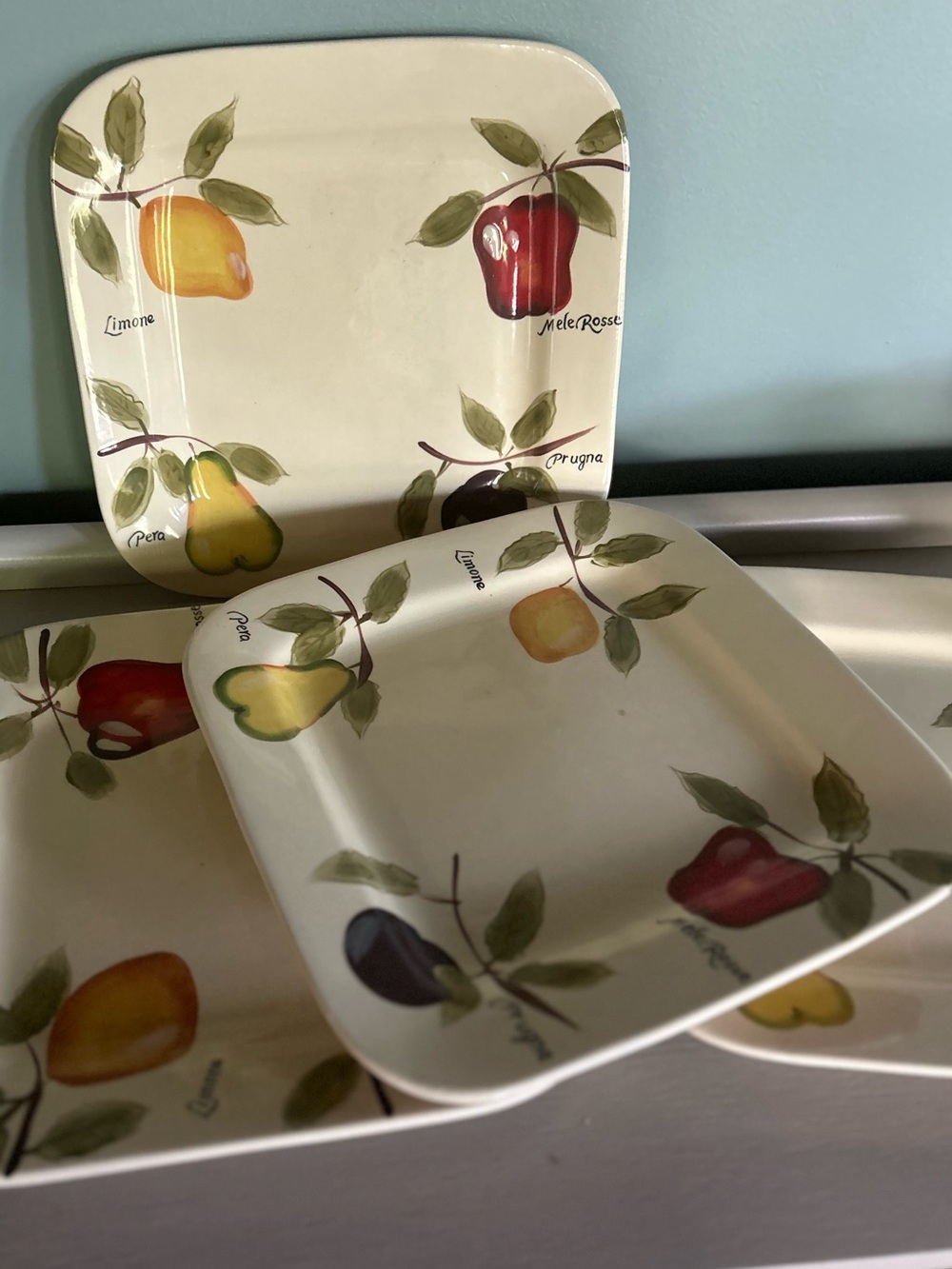 EUC TARGET HOME Fruit Motif Serve ware Plates, Set of 4, Hand Painted Details